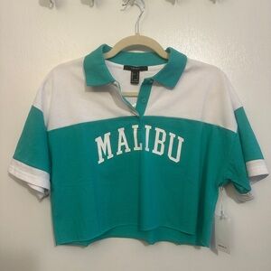 Oversized Malibu Cropped Polo, Size Small